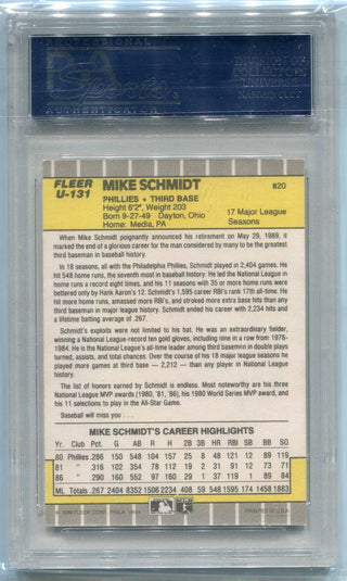 Mike Schmidt 1989 Fleer Update Autographed Card PSA/DNA Certified