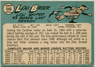 Lou Brock 1965 Topps Card #540