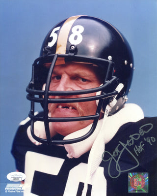 Jack Lambert HOF 90 Autographed Pittsburgh Steelers 8x10 Photo (JSA)