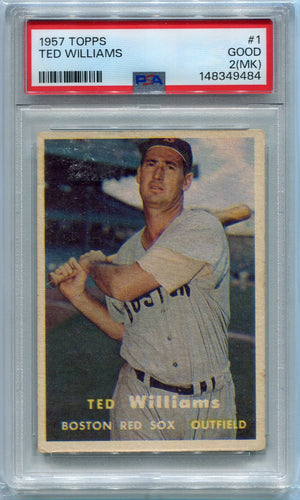 Ted Williams 1957 Topps Card #1  PSA Graded 2