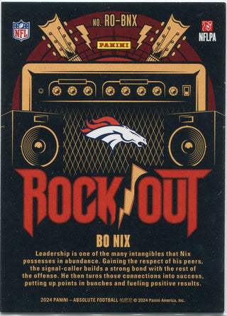 Bo Nix 2024 Panini Absolute  Rock Out RC #RO-BNX