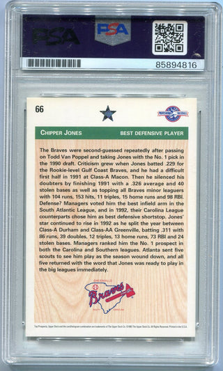 Chipper Jones 1992 Upper Deck Autographed RC #66 PSA/DNA Certified