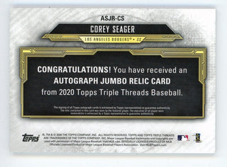 Corey Seager 2020 Topps Autographed Patch Relic #ASJR-CS
