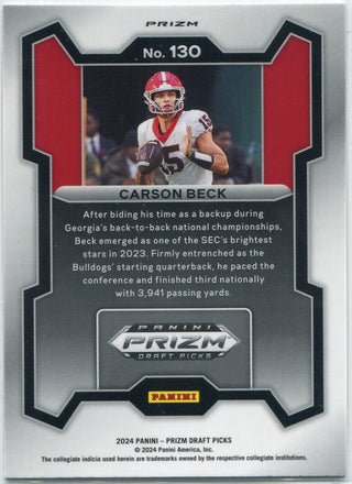 Carson Beck 2024 Panini Prizm Draft Picks Rated Prospect Purple Wave Prizm RC #130