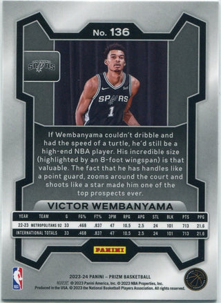Victor Wembanyama 2023 - 2024 Panini Prizm RC #136