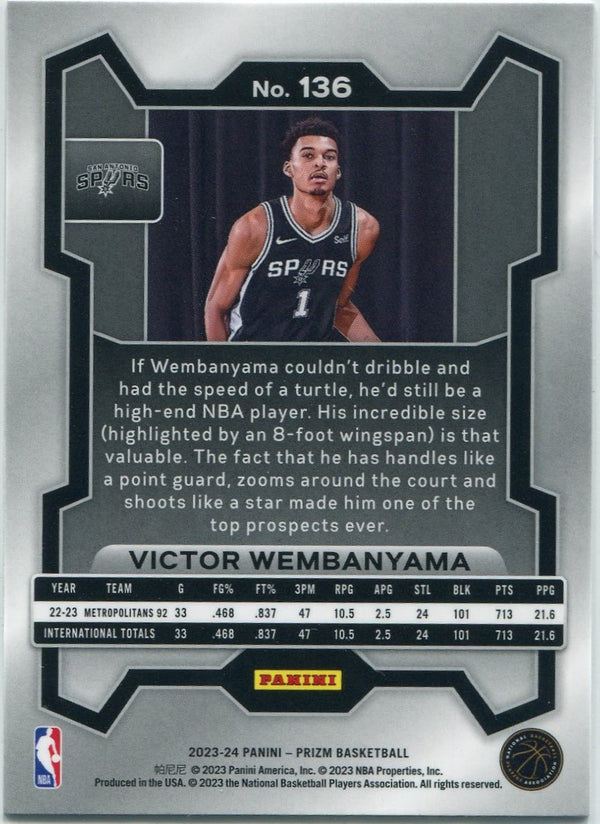 Victor Wembanyama 2023 - 2024 Panini Prizm RC #136