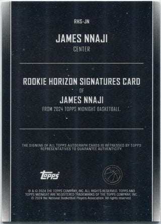 James Nnaji 2024 Topps Midnight Rookie Horizon Autographed RC #RHS-JN 24/50