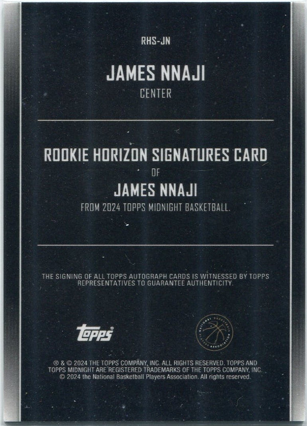 James Nnaji 2024 Topps Midnight Rookie Horizon Autographed RC #RHS-JN 24/50