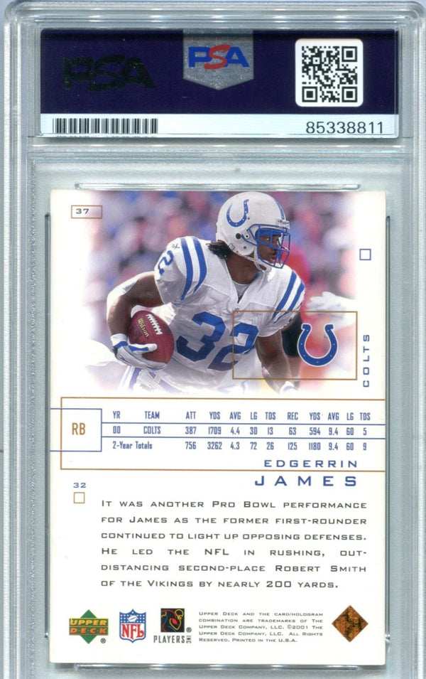 Edgerrin James 2001 Upper Deck Pros & Prospects #37 PSA Auto Auth