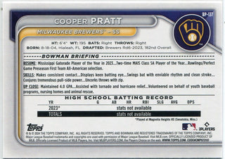 Cooper Pratt 2024 Bowman Prospects Pink Parallel RC #BP-137