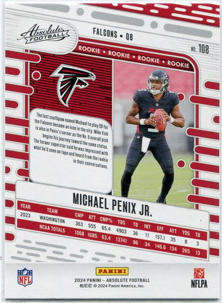 Michael Penix Jr. 2024 Panini Absolute Blue Parallel RC #108