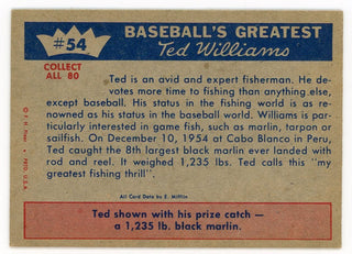 Ted Williams 1959 Fleer Baseball Card #54 Dec. 1954, Fisherman Ted Hooks a Big One