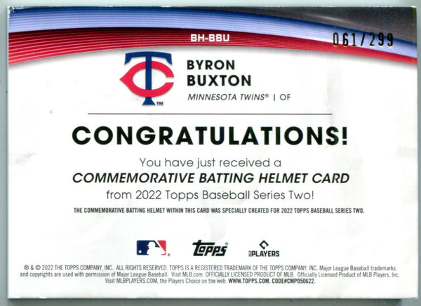 Byron Buxton 2022 Topps Commemorative Batting Helmet Card #BHBB /299