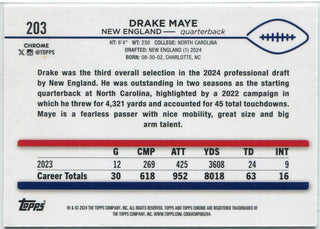 Drake Maye 2024 Topps Chrome RC #203