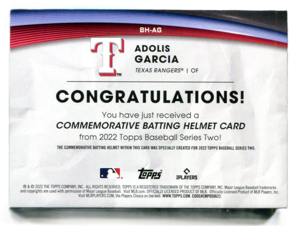 Adolis Garcia 2022 Topps Commemorative Batting Helmet Card #BHAG