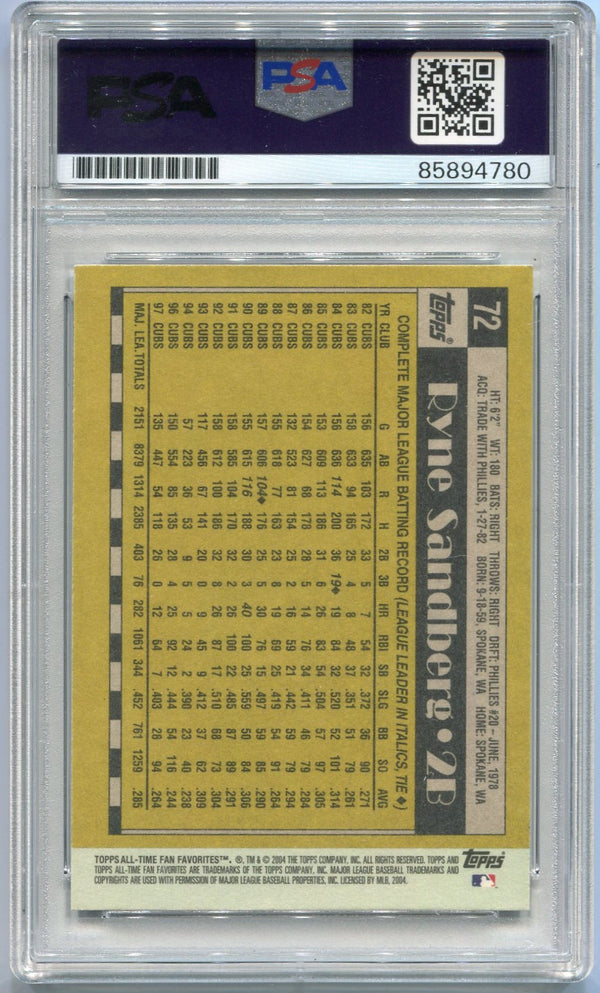 Ryne Sandberg 2004 Topps Archives Autographed Card #72 PSA/DNA Certified