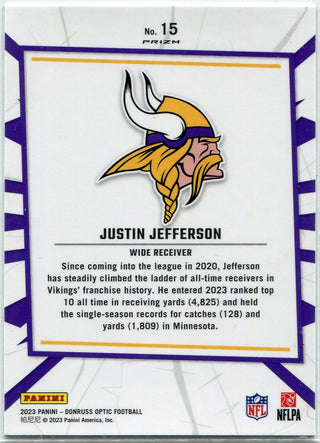 Justin Jefferson 2023 Panini Donruss Optic My House Silver Prizm Card #15