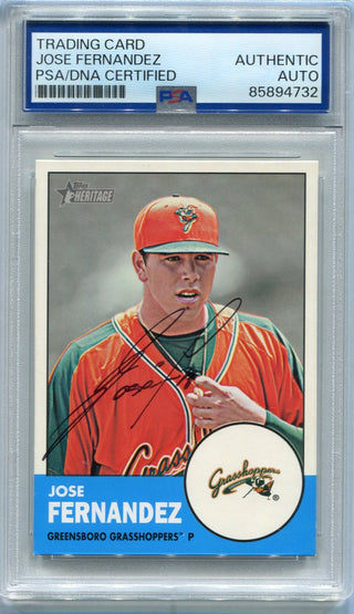 Jose Fernandez 2012 Topps Heritage Autographed Card #59 PSA/DNA Certified