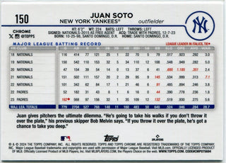 Juan Soto 2024 Topps Chrome Sepia Refractor Card #150