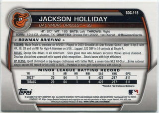 Jackson Holliday 2023 Bowman Draft Chrome Sapphire Card #BDC-118
