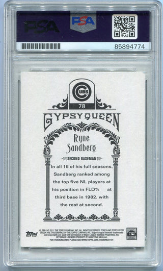 Ryne Sandberg 2011 Topps Gypsy Queen Autographed Card #78 PSA/DNA Certified