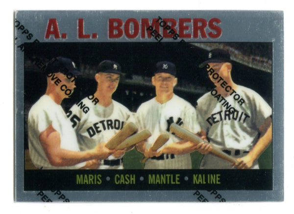 Mickey Mantle/Kaline/Maris/Cash  1997 Topps A.L Bombers #331 w/Coating Reprint card