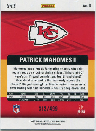 Patrick Mahomes 2025 Panini Revolution Levels Teal Parallel Card #8 312/499