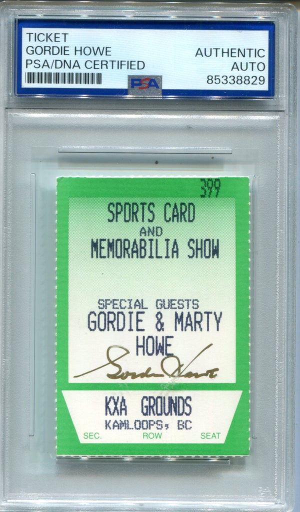 Gordie Howe Sports Cards & Memorabilia Show Ticket Signed PSA Auto Auth