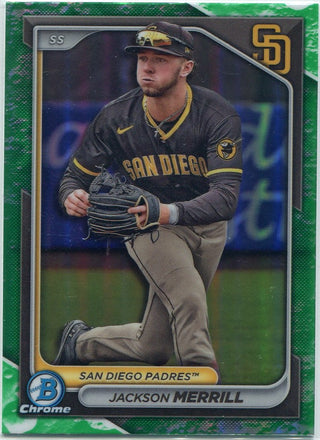 Jackson Merrill 2024 Bowman Chrome Prospects Green Lunar Refractor Card #BCP-145