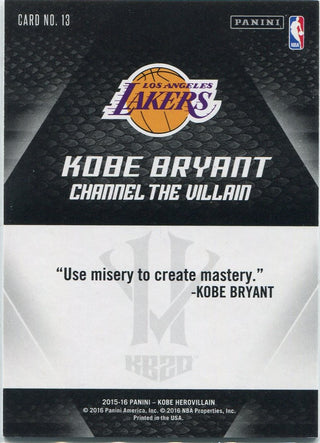Kobe Bryant 2015 - 2016 Panini Kobe Herovillain Card #13