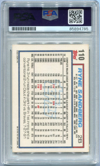 Ryne Sandberg 1992 Topps Autographed Card #110 PSA/DNA Certified