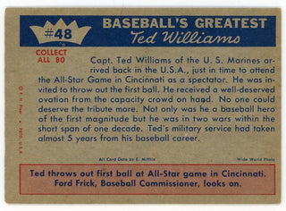 Ted Williams 1959 Fleer Baseball Card #48 July 14, 1953- Ted Returns