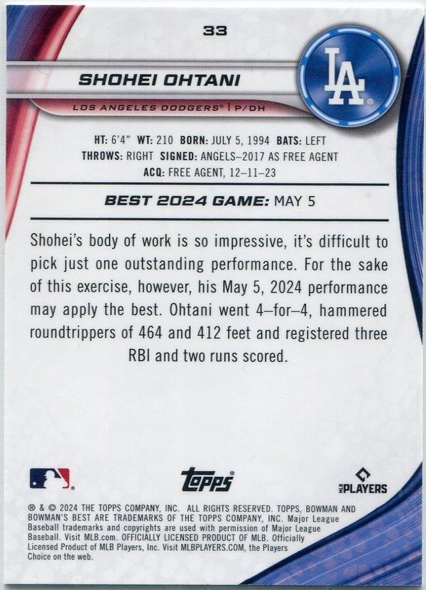 Shohei Ohtani 2024 Bowman's Best Card #33