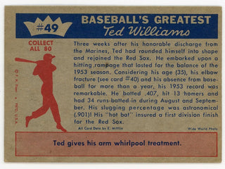 Ted Williams 1959 Fleer Baseball Card #49 1953- Smash Return