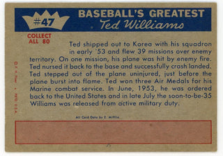 Ted Williams 1959 Fleer Baseball Card #47 1953- Ted Crash Lands Jet