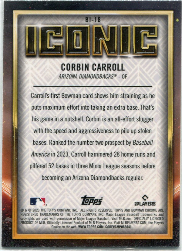 Corbin Carrol 2023 Bowman Chrome Iconic Mega Box Refractor RC #BI-18