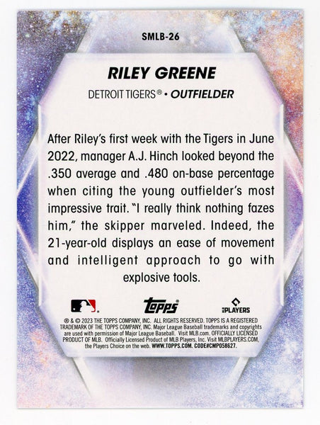 2023 Topps #SMLB-26 Riley Greene Detroit Tigers Rookie RC Baseball Card