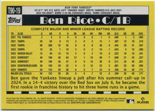 Ben Rice 2025 Topps 35th Anniversary RC #T90-19