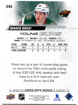 Marco Rossi 2022-23 Upper Deck Young Guns RC #243