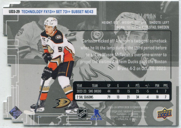 Leo Carlsson 2023 - 2024 Upper Deck Extended Series Technology Die Cut RC #UD3-29