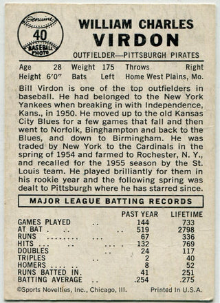 Bill Virdon 1960 Leaf Card #40