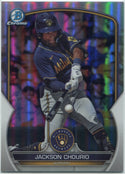 Jackson Chourio 2023 Bowman Draft Chrome Refractor Card #BDC-156