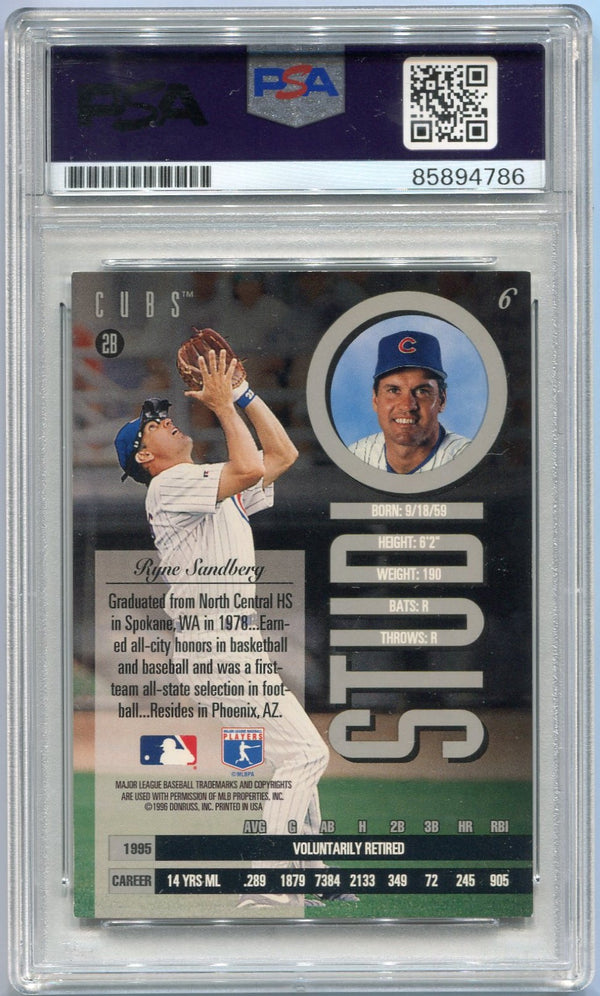 Ryne Sandberg 1996 Leaf Studio Autographed Card #6 PSA/DNA Certified