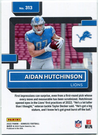 Aidan Hutchinson 2022 Panini Donruss Rated Rookie Press Proof RC #313