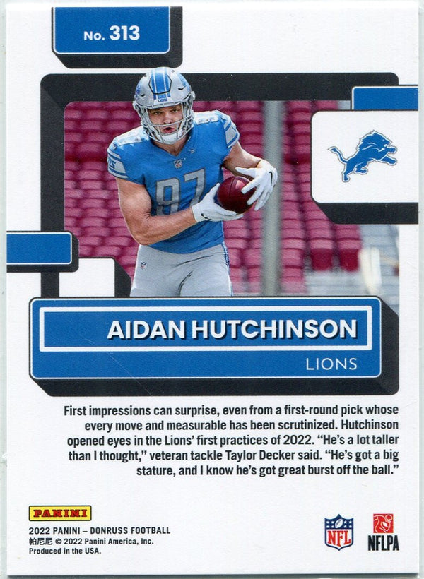 Aidan Hutchinson 2022 Panini Donruss Rated Rookie Press Proof RC #313