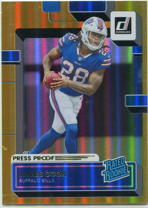 James Cook 2022 Panini Donruss Rated Rookie Press Proof RC #315