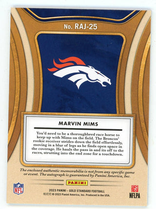 Marvin Mims 2023 Panini Gold Standard Autographed Patch Relic #RAJ-25