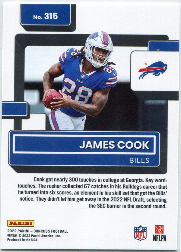 James Cook 2022 Panini Donruss Rated Rookie Press Proof RC #315