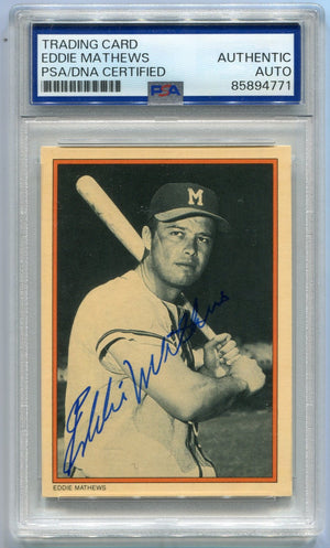 Eddie Mathews 1985 Topps Circle K Autographed Card #11 PSA/DNA Certified