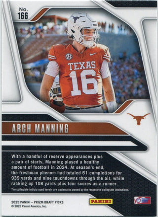 Arch Manning 2025 Panini Prizm Draft Picks Rated Prospect RC #166